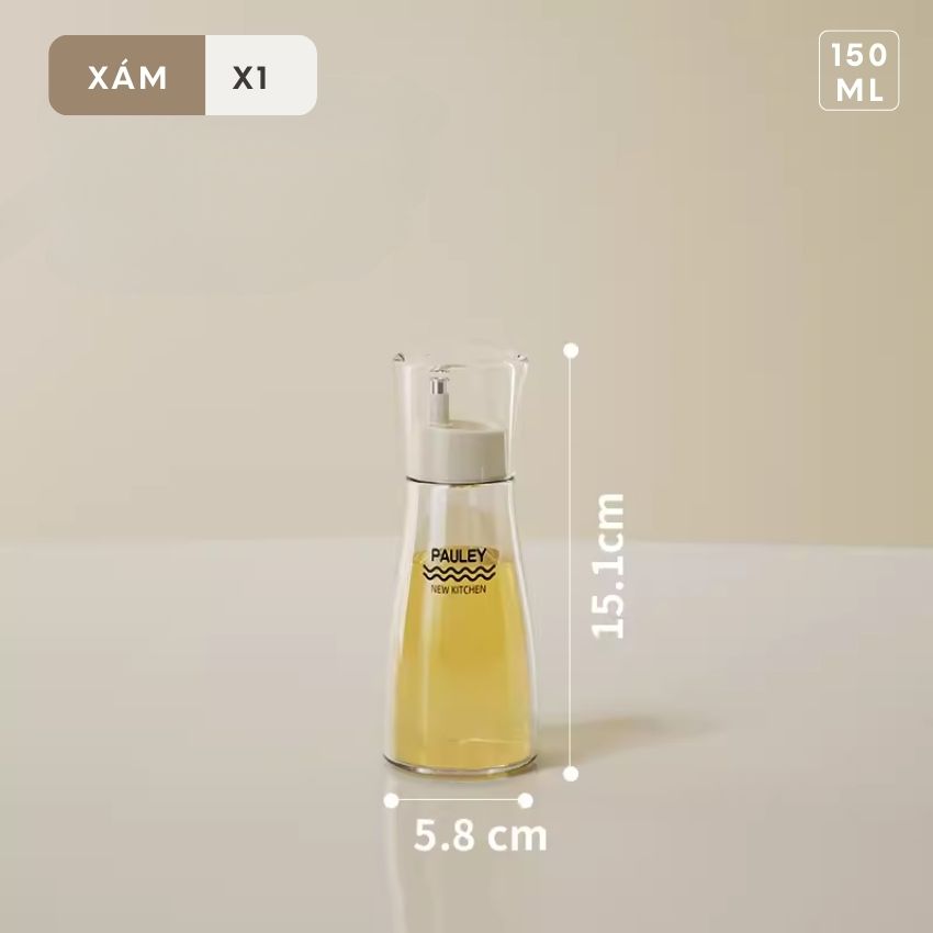 Chai đựng dầu ăn thủy tinh FEEKA 150 - 260ml để bàn ăn, bình đựng dầu ăn thủy tinh nắp xoáy siêu kín - IGGVDARD01260
