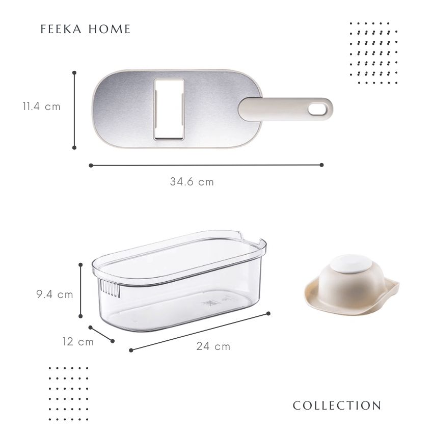 Bộ nạo sợi rau củ đa năng FEEKA 6 lưỡi dao, đồ bào rau củ INOX đa năng cao cấp nhỏ gọn - PMNACB021IN