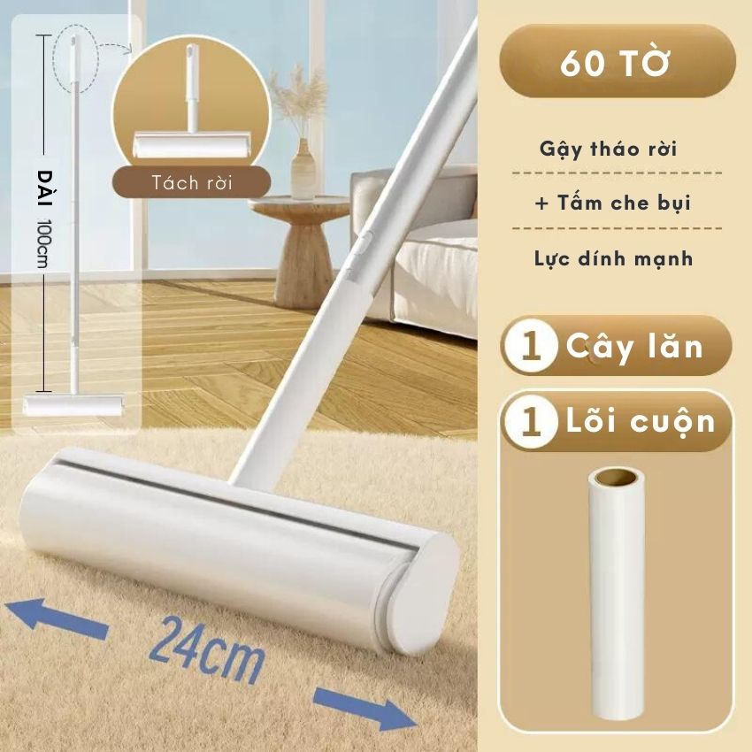 Cây lăn bụi giường FEEKA dài 100 cm rộng 24cm, chổi lăn bụi quần áo phiên bản mới phong cách sang trọng - DLCHLB1L022TR24
