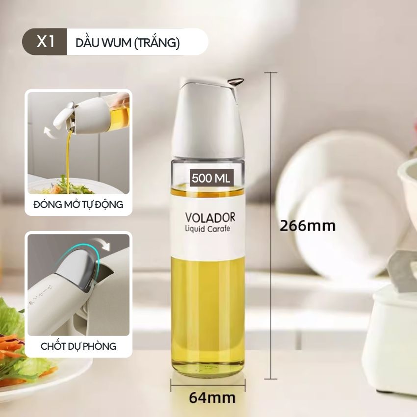 Bình đựng dầu ăn thông minh FEEKA nắp tự đóng mở, chai đựng dầu ăn thủy tinh cao cấp sang trọng - IGGVDARDWUMTR