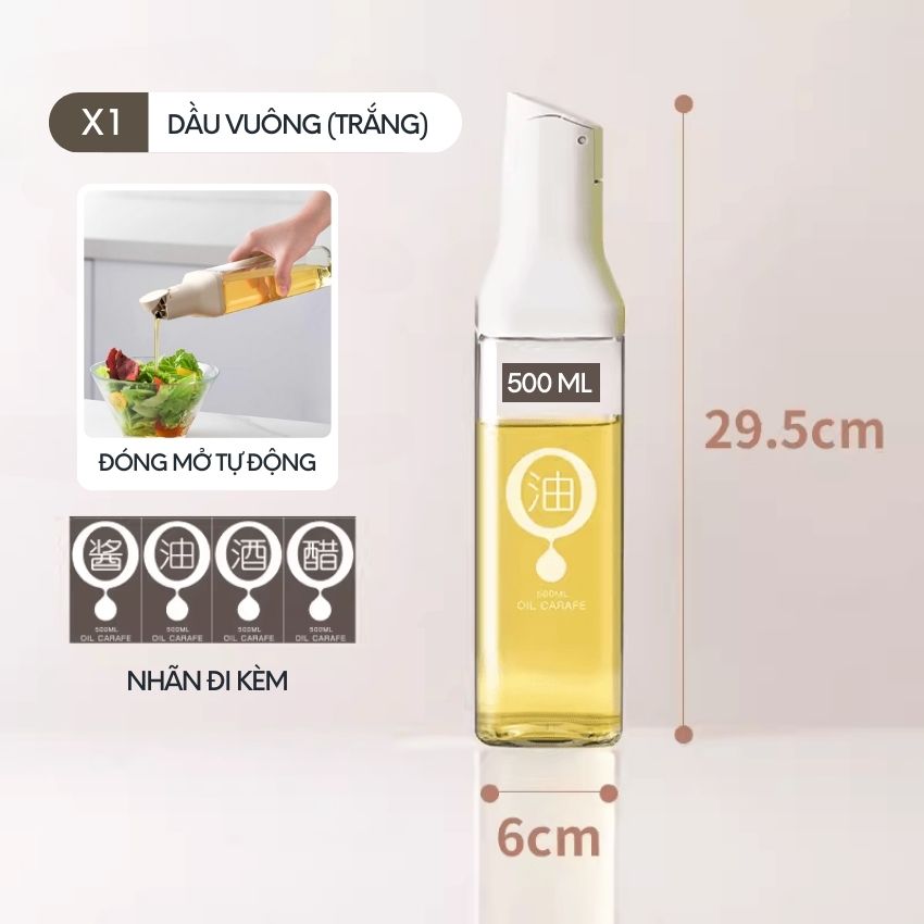 Bình đựng dầu ăn thông minh FEEKA nắp tự đóng mở, chai đựng dầu ăn thủy tinh cao cấp sang trọng - PMGVDARD03X