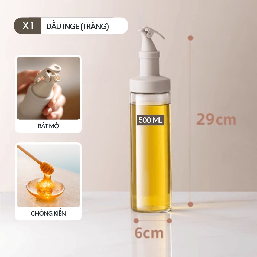 Bình đựng dầu ăn thủy tinh FEEKA chống rò rỉ, chai đựng dầu ăn thủy tinh cao cấp sang trọng - IGGVDARD01TR