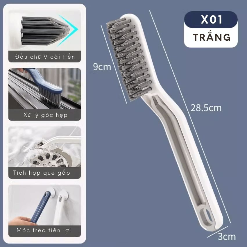 Chổi cọ nhà vệ sinh FEEKA thiết kế thông minh chống cộm tay tích hợp kẹp gắp, chổi chà sàn phòng tắm và toilet - DLCHCS01TR