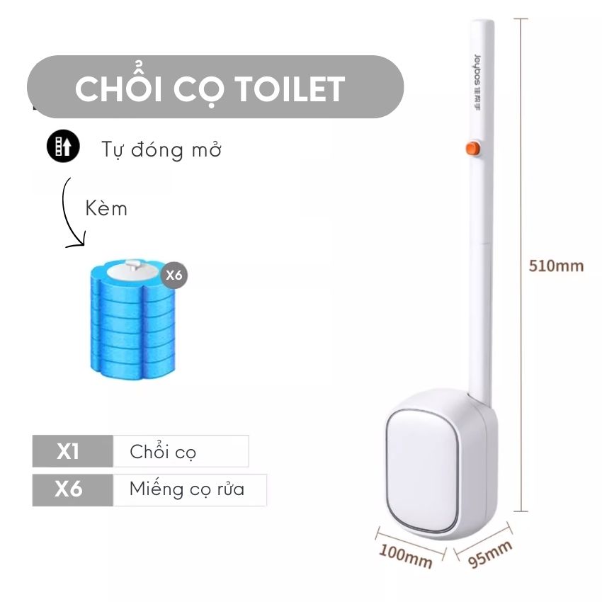 Dụng cụ cọ rửa phòng vệ sinh thế hệ mới tích hợp miếng tẩy rửa, chổi cọ phòng tắm và toilet thông minh - JBCHTL10