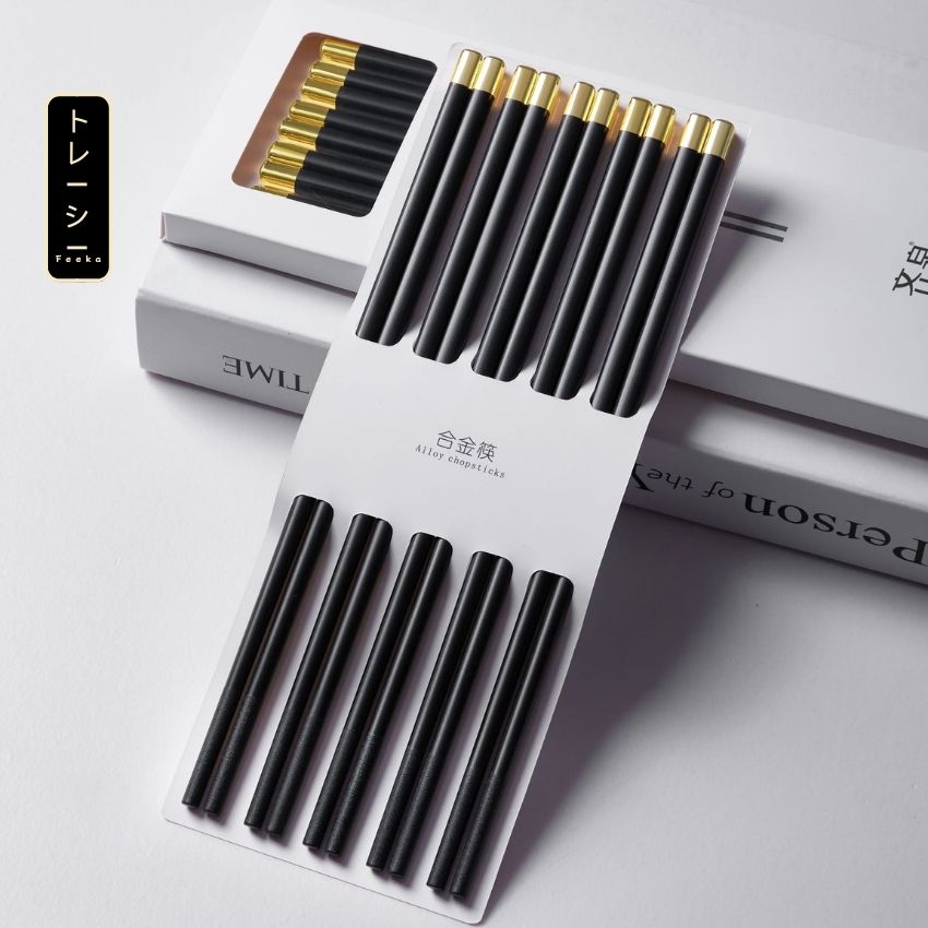 Đũa alloy kháng khuẩn chịu nhiệt chống trơn, đũa ăn cơm phong cách nhật chống mốc chồng mốc siêu bền - QQDUAALL02DB