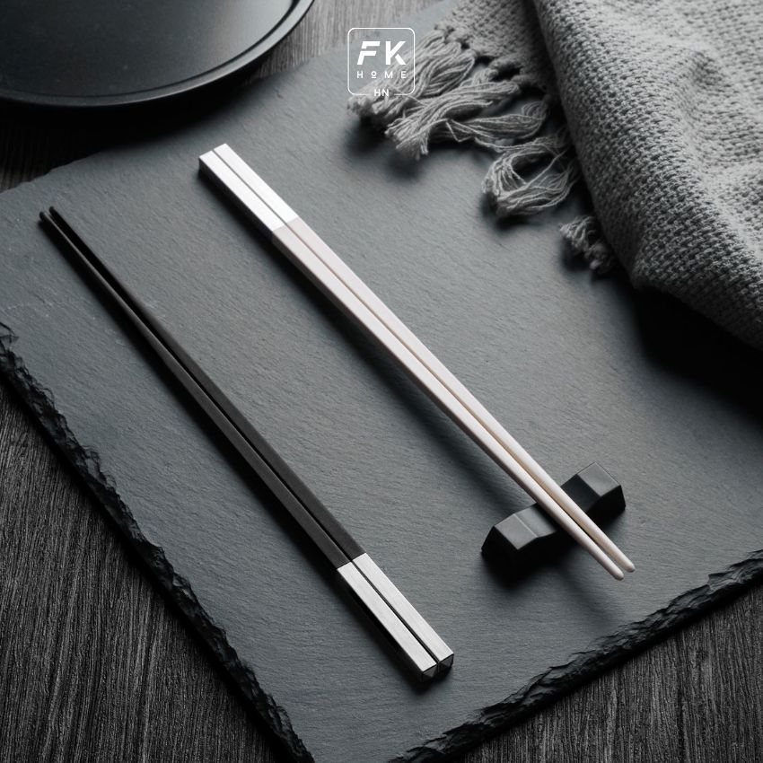 Đũa alloy kháng khuẩn chịu nhiệt chống trơn, đũa ăn cơm phong cách nhật chống mốc chồng mốc siêu bền - QQDUAALL03DB