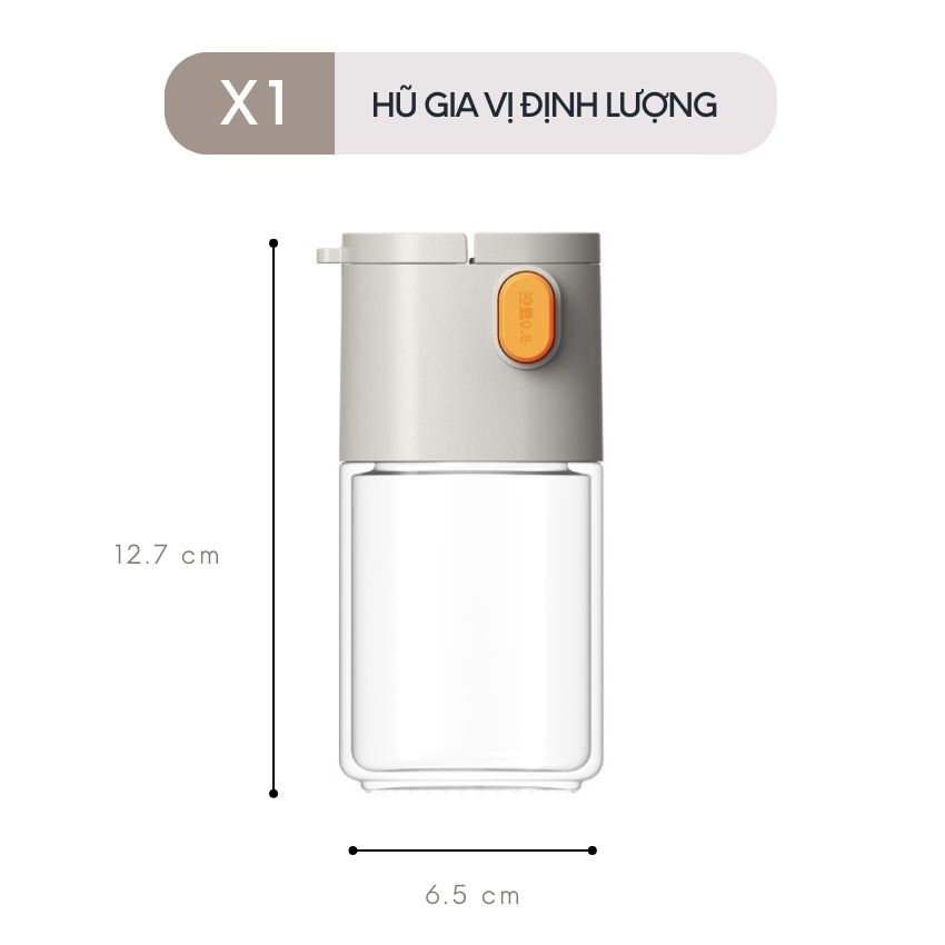 Hũ đựng gia vị muối - tiêu FEEKA cao cấp 180ml, lọ đựng tiêu 2 kiểu rắc thủy tinh chống ẩm - IGGVBO01TR