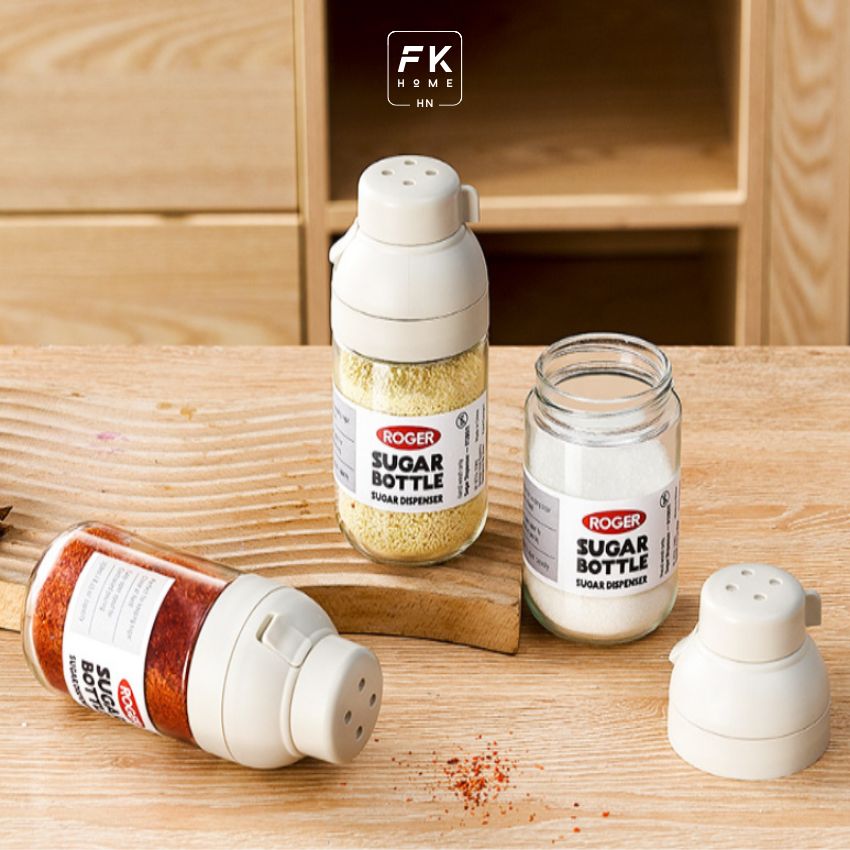 Hũ đựng gia vị muối - tiêu 3 kiểu nắp FEEKA cao cấp 250ml, hũ tiêu rắc thủy tinh đa năng - IGGVRT01