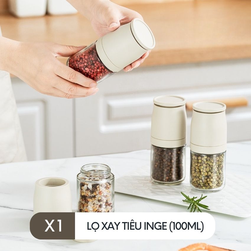 Hũ đựng muối - tiêu FEEKA cao cấp 100ml, hũ đựng gia vị thủy tinh inox 304 chống ẩm - IGGVXT01TR