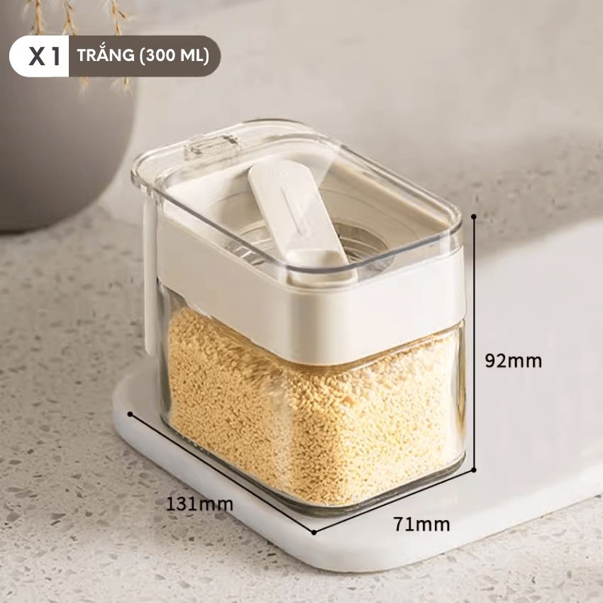 Lọ đựng gia vị thủy tinh FEEKA kèm thìa sang trọng, hũ thủy tinh đựng gia vị nhà bếp cao cấp 300ml - PMGVTXV3TR