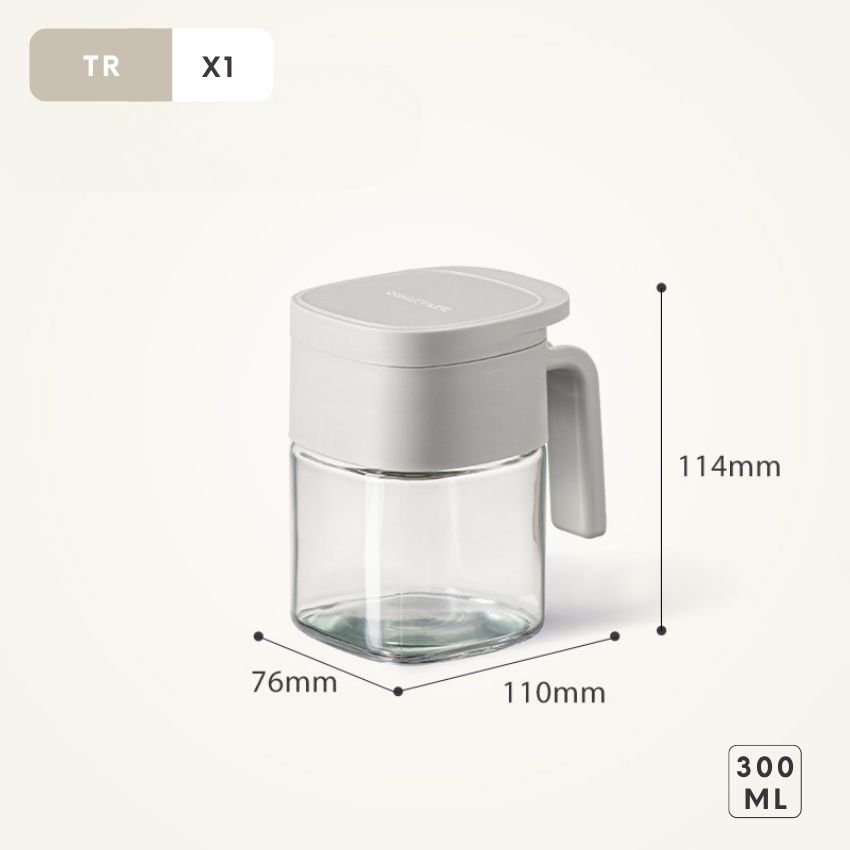 Bình đựng dầu ăn thông minh 500 ml tự đóng mở nắp , chai đựng dầu ăn thủy tinh cao cấp sang trọng - PMGVTX03TR300