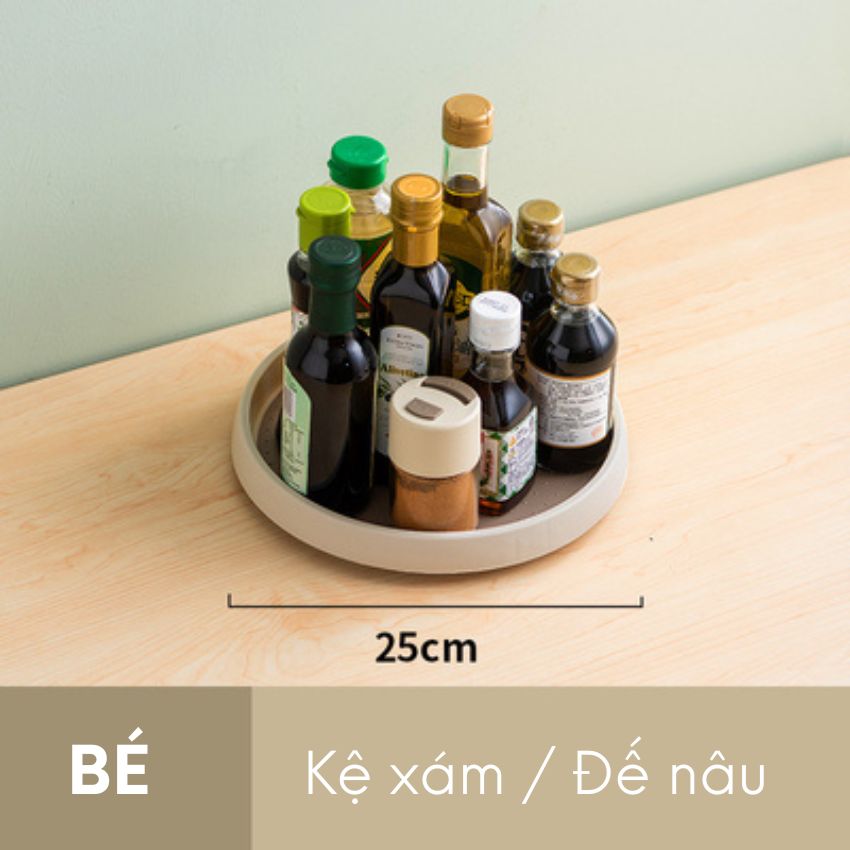 Khay kệ đựng đồ và lọ gia vị thuỷ tinh xoay 360 độ, kệ đựng gia vị chống trượt tiện lợi - OMGKKGVXX0230