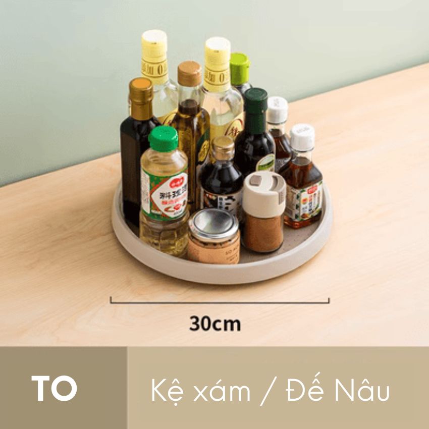 Khay kệ đựng đồ và lọ gia vị thuỷ tinh xoay 360 độ, kệ đựng gia vị chống trượt tiện lợi - OMGKKGVXX0230
