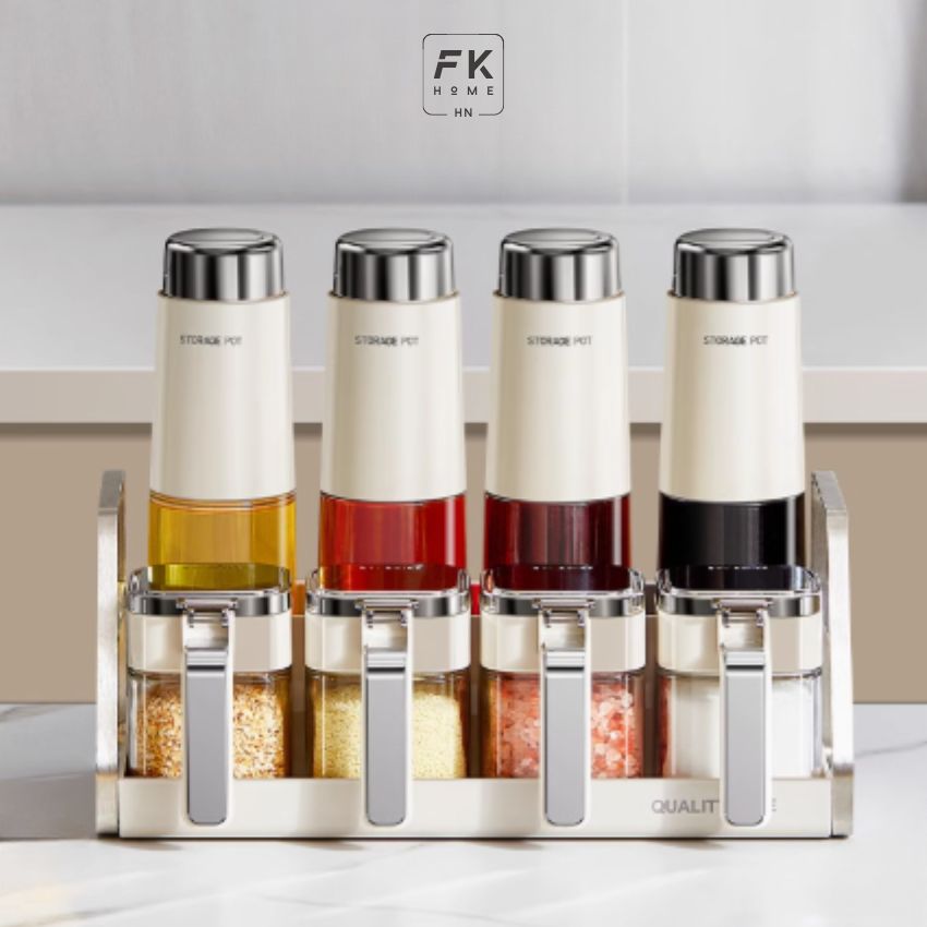 Kệ đựng gia vị nhà bếp FEEKA inox 304 chống gỉ, giá để hũ gia vị 2 tầng màu trắng sang trọng - DLKKGVNG02
