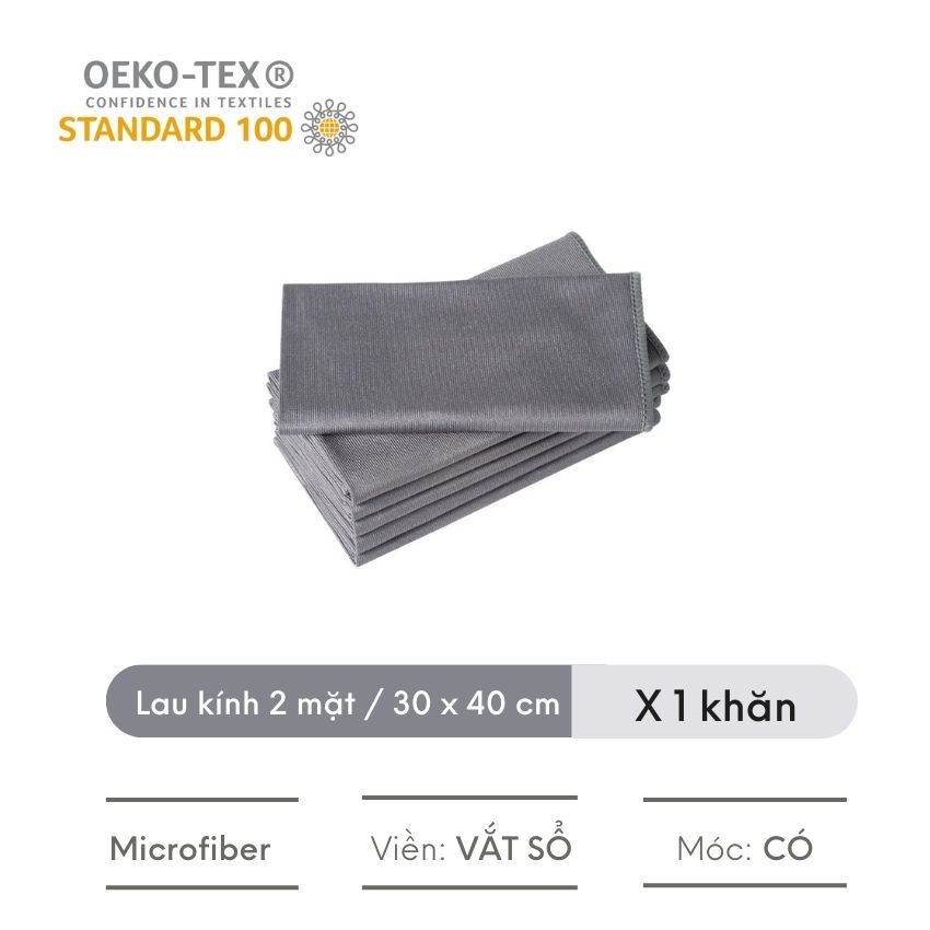 Khăn lau kính đa năng có móc treo không để lại vết nước, khăn lau tay siêu thấm hút microfiber - BTKHLKX40