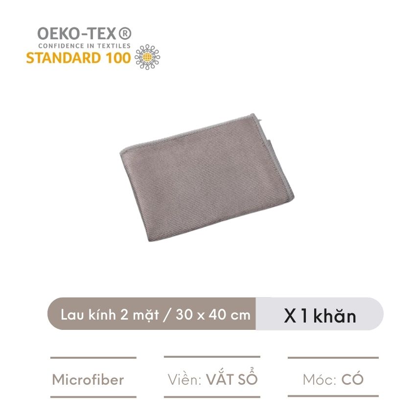 Khăn lau kính đa năng có móc treo không để lại vết nước, khăn lau tay siêu thấm hút microfiber - BTKHLKX40