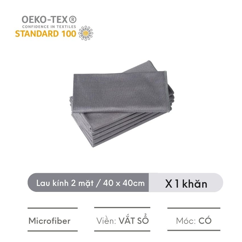 Khăn lau kính đa năng có móc treo không để lại vết nước, khăn lau tay siêu thấm hút microfiber - BTKHLKX40