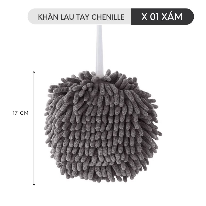 Khăn lau tay có móc treo bếp vải san hô Chenille , khăn lau bếp cao cấp có móc treo siêu thấm - BTKHLT7X