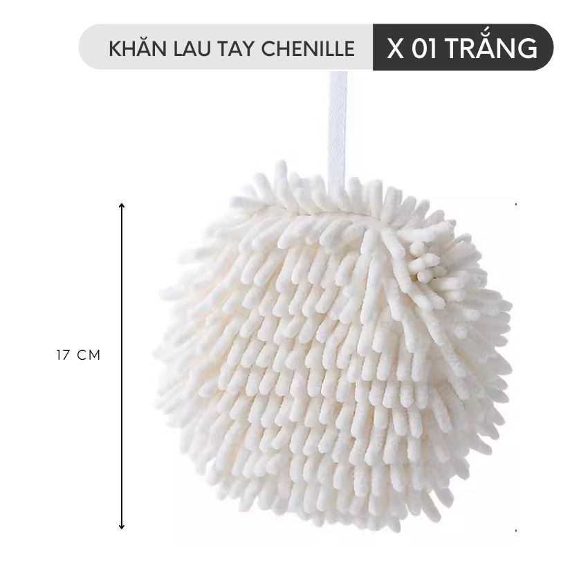Khăn lau tay có móc treo bếp vải san hô Chenille , khăn lau bếp cao cấp có móc treo siêu thấm - BTKHLT7X
