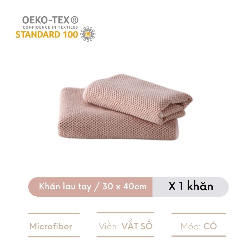 Khăn lau tay treo bếp vải microfiber có móc treo sang trọng, khăn lau bếp cao cấp có móc treo siêu thấm - BTKHLT1H