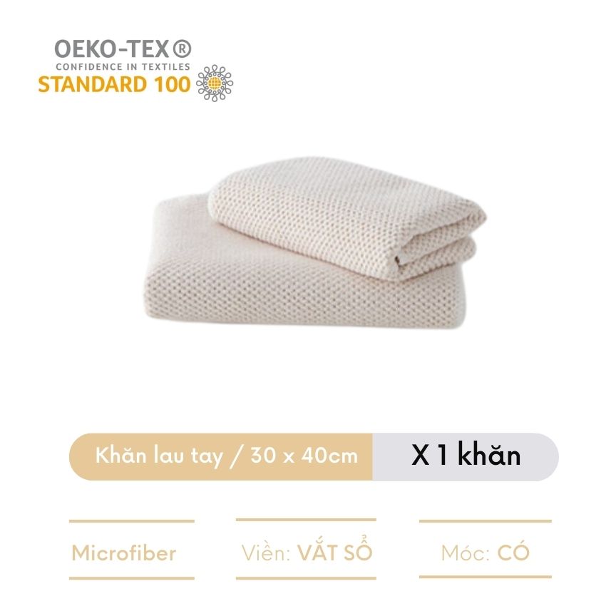 Khăn lau tay treo bếp vải microfiber có móc treo sang trọng, khăn lau bếp cao cấp có móc treo siêu thấm - BTKHLT1H