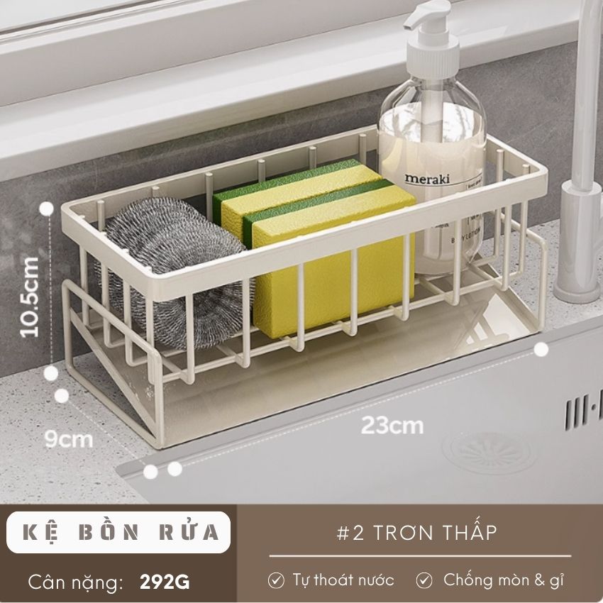 Kệ bồn rửa chén bát tự thoát nước chất liệu thép carbon kèm thanh treo khăn - YLKKBRDCRDT07TR