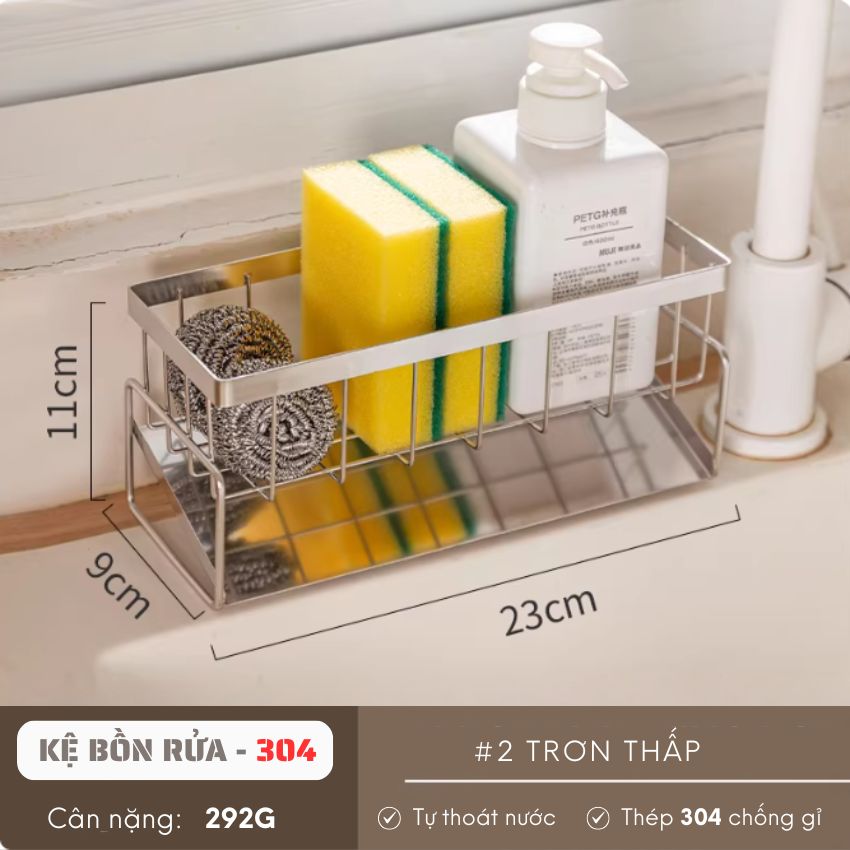 Kệ bồn rửa chén bát tự thoát nước chất liệu thép carbon kèm thanh treo khăn - YLKKBRDCRDT07TR