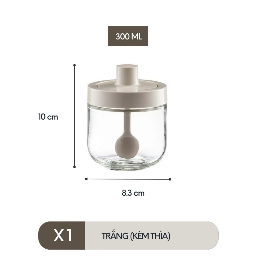 Lọ đựng gia vị thủy tinh FEEKA có thìa chống ẩm, hũ thủy tinh đựng gia vị cao cấp 300ml - PMGVTXT1TR