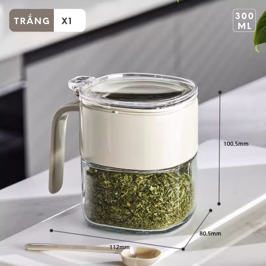 Lọ đựng gia vị thủy tinh FEEKA kèm thìa sang trọng, hũ thủy tinh đựng gia vị nhà bếp cao cấp 300ml - BAEGVTX01TR300