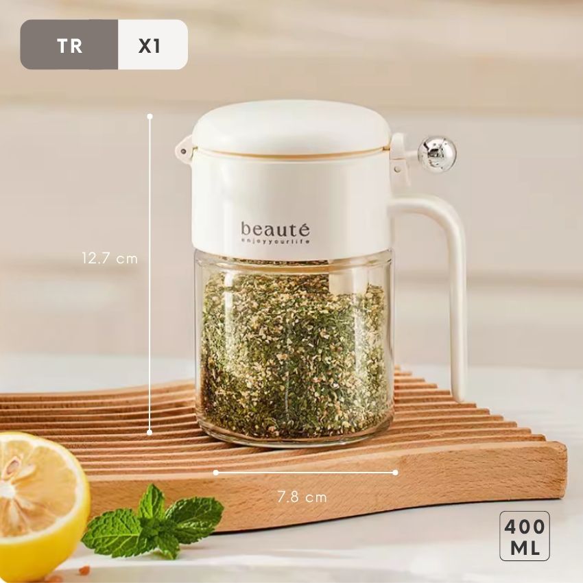 Lọ đựng gia vị thủy tinh 400 ml FEEKA chống ẩm, hũ thủy tinh đựng gia vị cao cấp kèm thìa chống ngập - BAEGVTX02TR400
