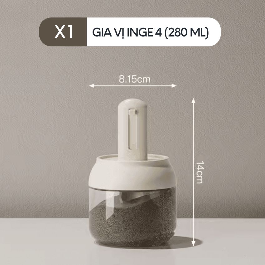 Lọ đựng gia vị thủy tinh FEEKA có thìa chống ẩm, hũ thủy tinh đựng gia vị cao cấp 300ml - IGGVTX40TR