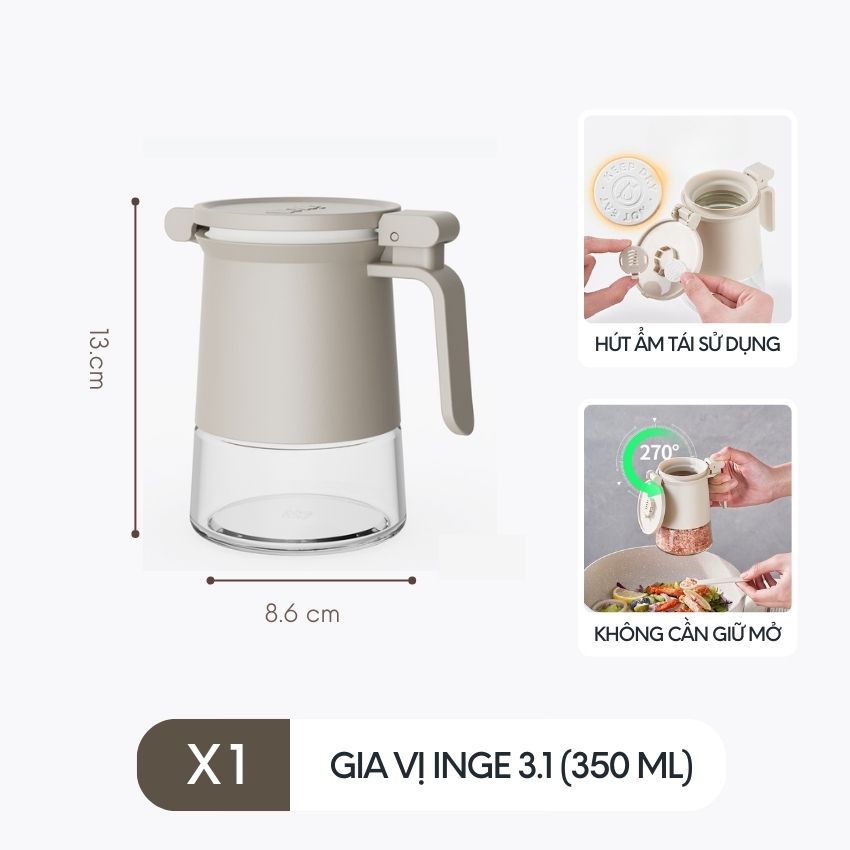 Lọ đựng gia vị thủy tinh FEEKA có thìa chống ẩm, hũ thủy tinh đựng gia vị cao cấp 300ml - IGGVTX031TR