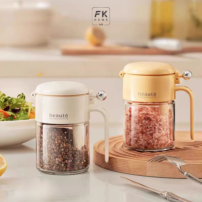 Lọ đựng gia vị thủy tinh 400 ml FEEKA chống ẩm, hũ thủy tinh đựng gia vị cao cấp kèm thìa chống ngập - BAEGVTX02TR400