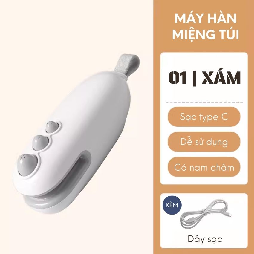 Máy hàn kẹp miệng túi bảo quản thực phẩm, máy hàn miệng túi mini tiện dụng - UNKHCHTM01TR