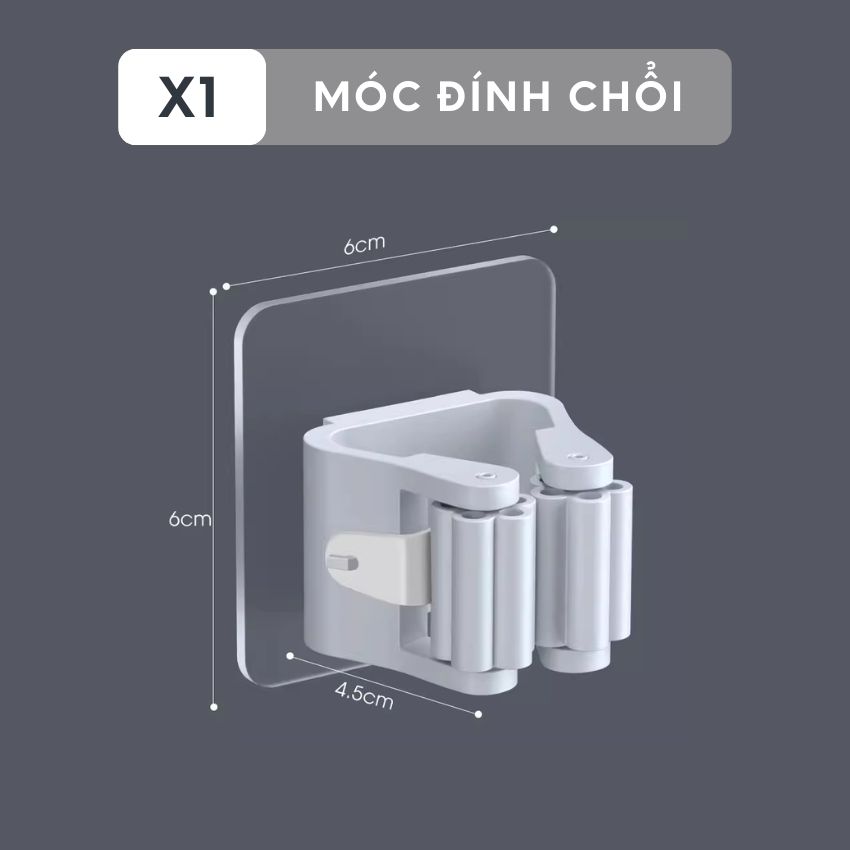 Móc dán tường treo chổi lau nhà đa năng, móc treo chổi dính tường phù hợp mọi kích cỡ - JBMTTU01X1