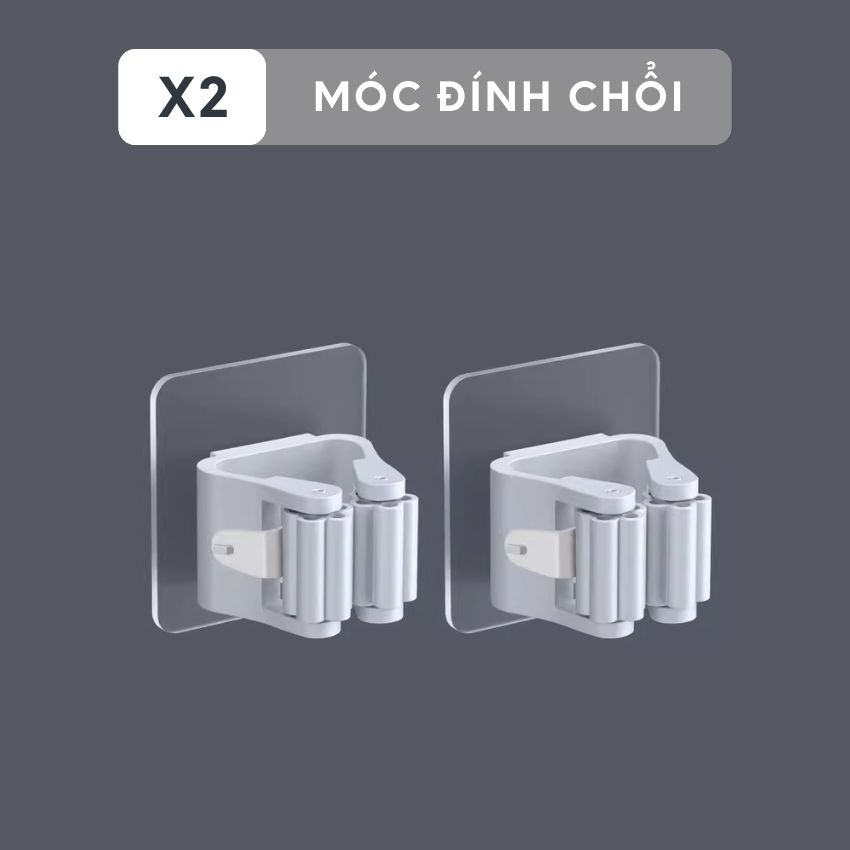 Móc dán tường treo chổi lau nhà đa năng, móc treo chổi dính tường phù hợp mọi kích cỡ - JBMTTU01X1