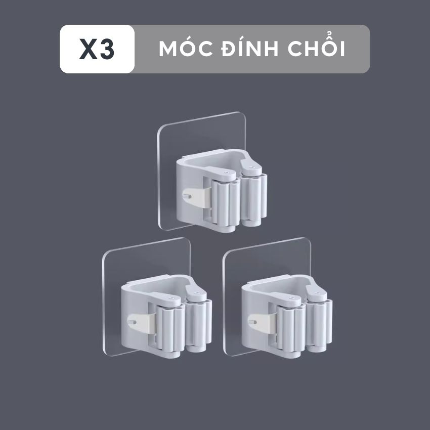 Móc dán tường treo chổi lau nhà đa năng, móc treo chổi dính tường phù hợp mọi kích cỡ - JBMTTU01X1