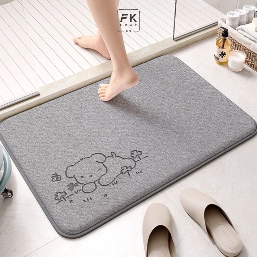 Thảm lau chân chống trơn để cửa phòng tắm, thảm bọt xốp siêu thấm nước phong cách sang trọng - YSTHF14060