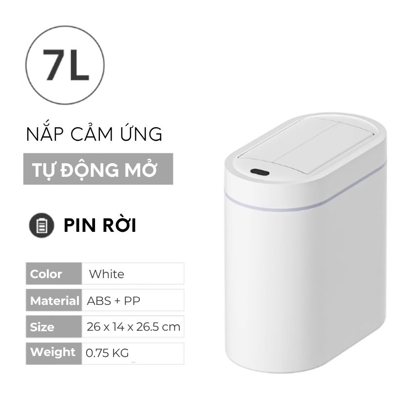Thùng rác thông minh cảm ứng tự động FEEKA có nắp cho phòng tắm phòng ngủ, Thùng đựng rác cảm ứng cho phòng bếp - JAHTBATPIN027L