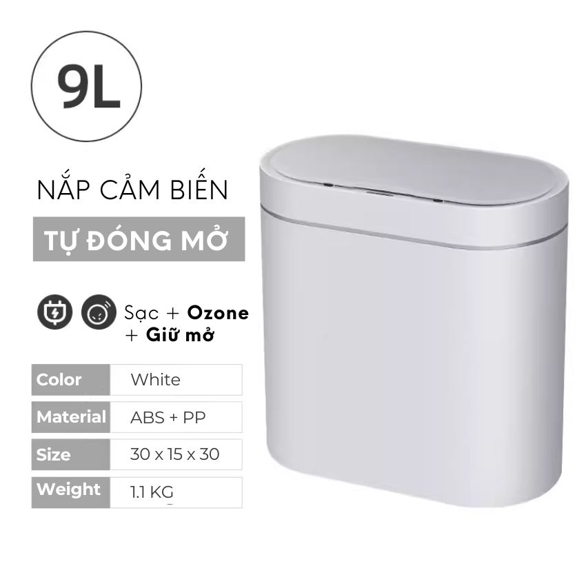 Thùng đựng rác thông minh cảm ứng 2 phiên bản - kèm pin và sạc type C - JAHTBATSAC017L