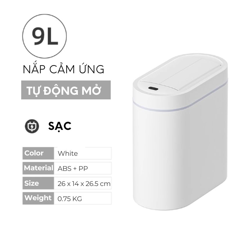 Thùng rác thông minh cảm ứng tự động FEEKA có nắp cho phòng tắm phòng ngủ, Thùng đựng rác cảm ứng cho phòng bếp - JAHTBATPIN027L