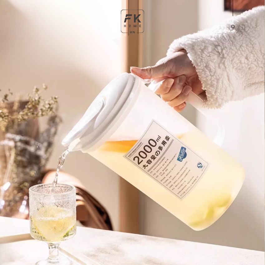 Bình đựng nước nhựa PP chịu nhiệt, bình nước phòng khách 2200ml để tủ lạnh - OMGBN021600