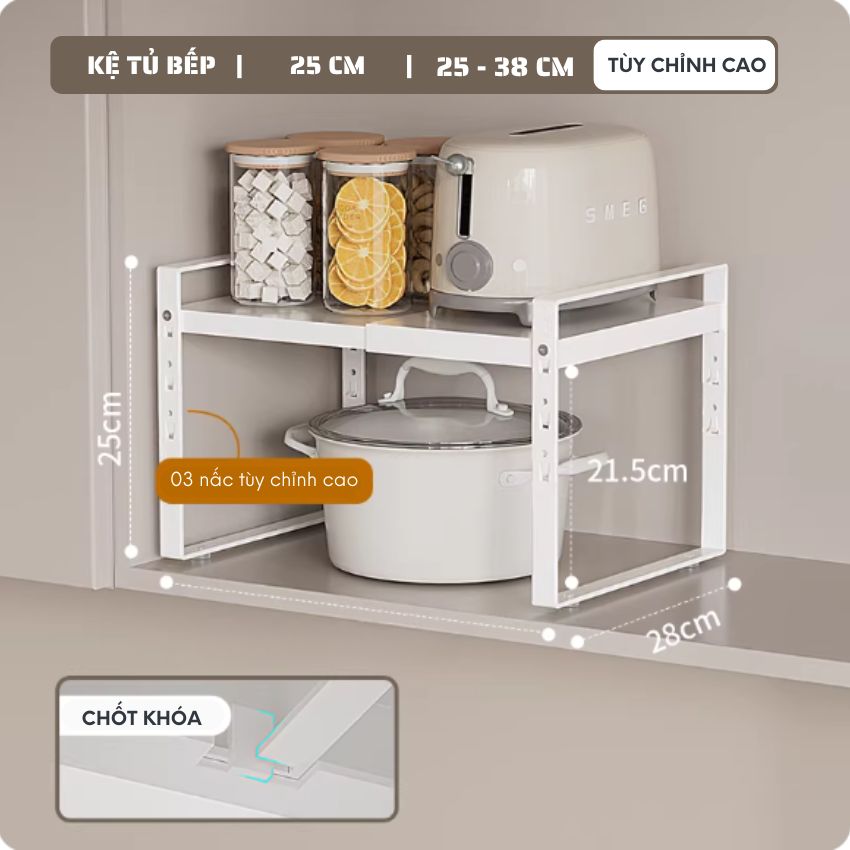 Kệ đựng đồ tủ bếp có thể điều chỉnh độ dài, kệ tủ bếp đa năng nhiều size thép carbon chống gỉ - PMKKLVS02173321